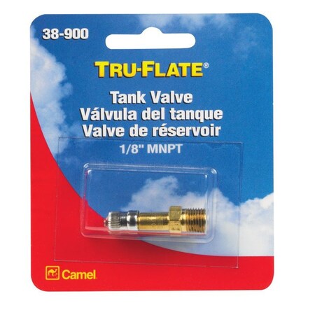 Tru-Flate Tru-Flate Brass Tank Valve 1/8 in. Male 1 pc 38900